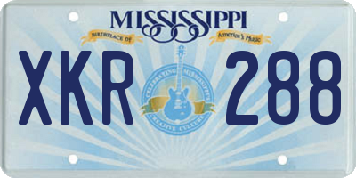 MS license plate XKR288