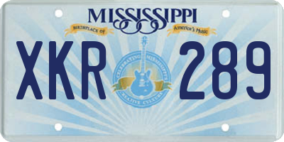 MS license plate XKR289