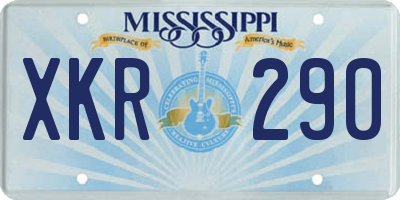 MS license plate XKR290