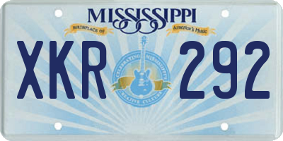 MS license plate XKR292