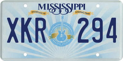 MS license plate XKR294