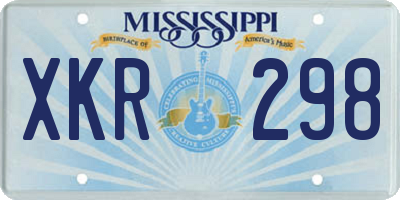MS license plate XKR298