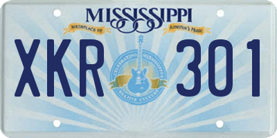 MS license plate XKR301