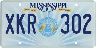 MS license plate XKR302