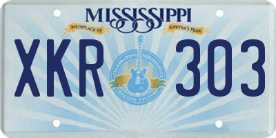MS license plate XKR303