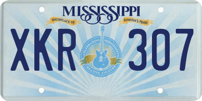 MS license plate XKR307