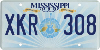 MS license plate XKR308