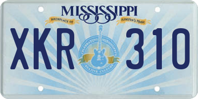MS license plate XKR310