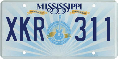 MS license plate XKR311