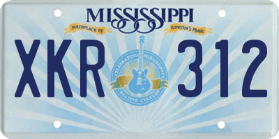 MS license plate XKR312