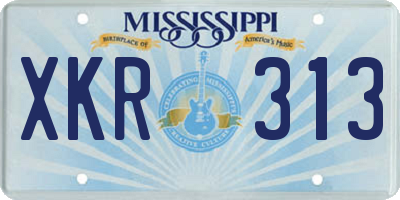 MS license plate XKR313