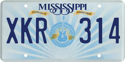 MS license plate XKR314