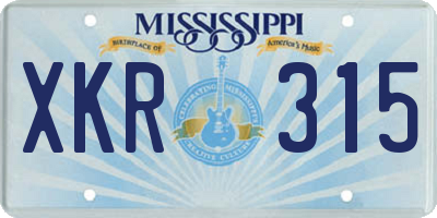 MS license plate XKR315