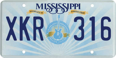 MS license plate XKR316