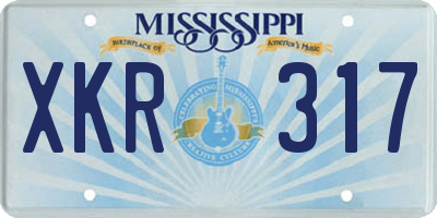 MS license plate XKR317
