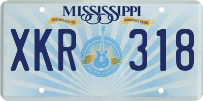 MS license plate XKR318