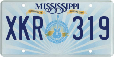 MS license plate XKR319