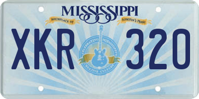 MS license plate XKR320