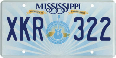 MS license plate XKR322