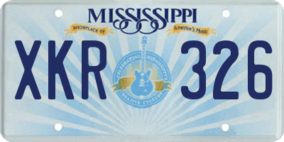 MS license plate XKR326