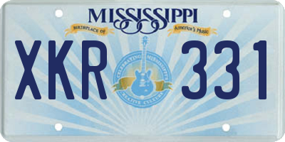 MS license plate XKR331