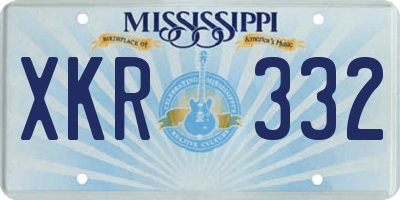 MS license plate XKR332