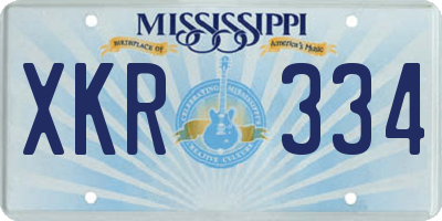 MS license plate XKR334