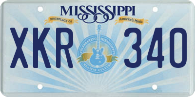 MS license plate XKR340