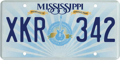 MS license plate XKR342