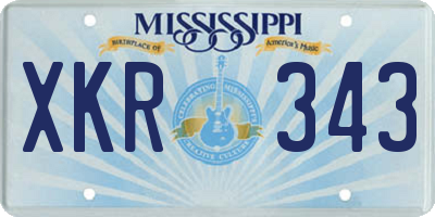 MS license plate XKR343
