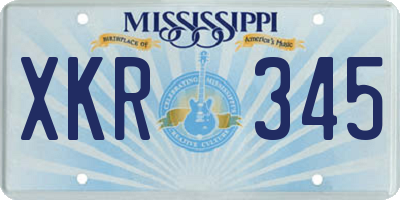 MS license plate XKR345