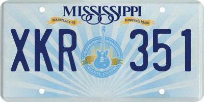MS license plate XKR351