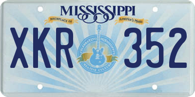 MS license plate XKR352
