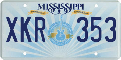 MS license plate XKR353