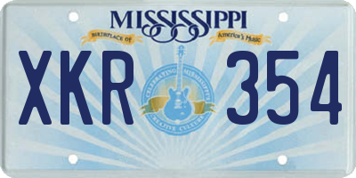 MS license plate XKR354