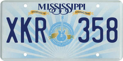 MS license plate XKR358