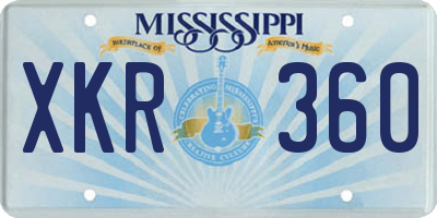 MS license plate XKR360