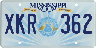 MS license plate XKR362
