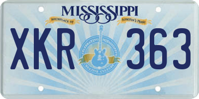 MS license plate XKR363
