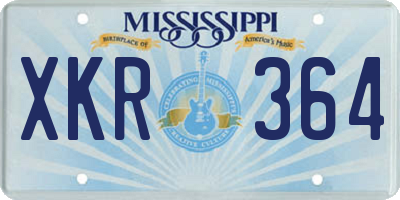 MS license plate XKR364