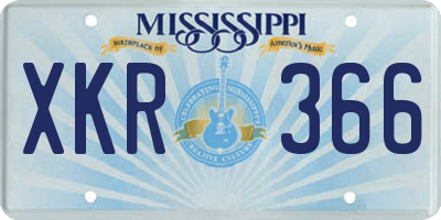 MS license plate XKR366