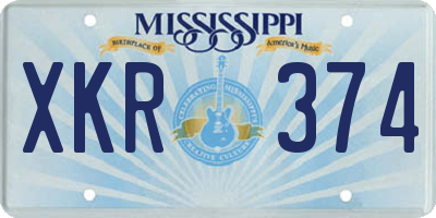 MS license plate XKR374