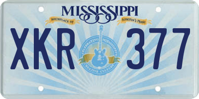 MS license plate XKR377