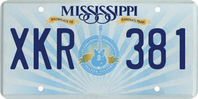MS license plate XKR381