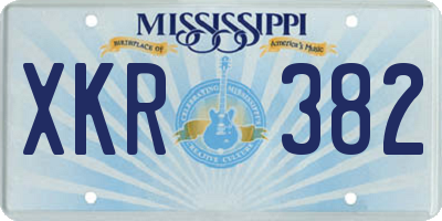 MS license plate XKR382