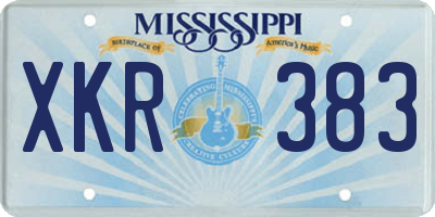 MS license plate XKR383