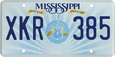 MS license plate XKR385