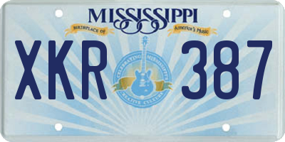MS license plate XKR387