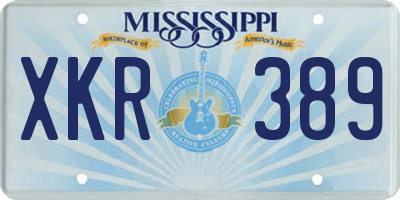 MS license plate XKR389