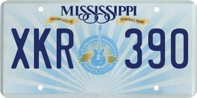 MS license plate XKR390